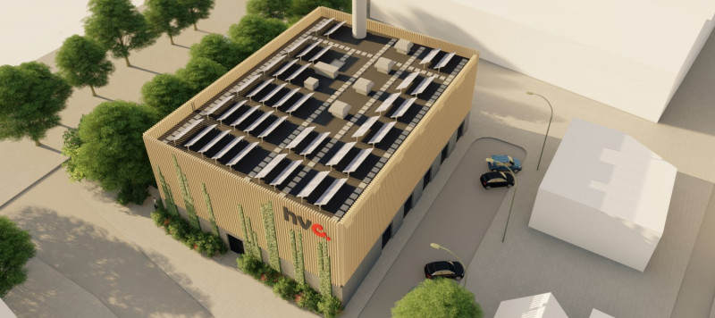 Ontwerp warmtestation Gorinchem met helicopterview
