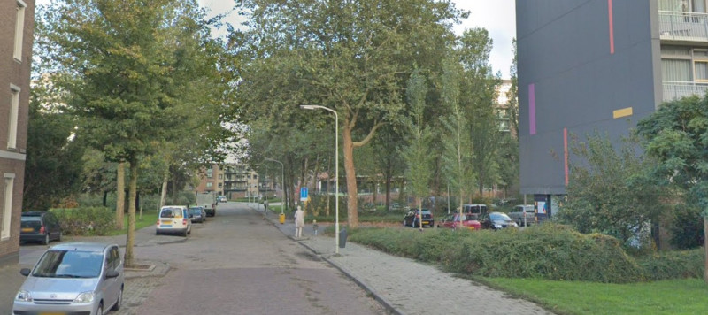 Foto van de locatie van de werkzaamheden in de Weverstraat in Gorinchem