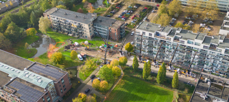 foto van de aanleg van het warmtenet in de Voermanstraat in Gorinchem
