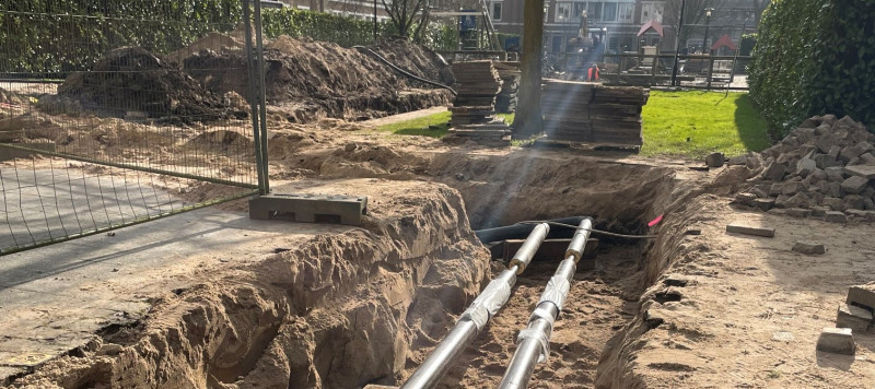 Foto van de locatie van de werkzaamheden op het binnenterrein van Kremlin II in Gorinchem.