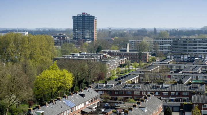 Luchtfoto van de Gildenwijk in Gorinchem door fotograaf Erno Wientjes