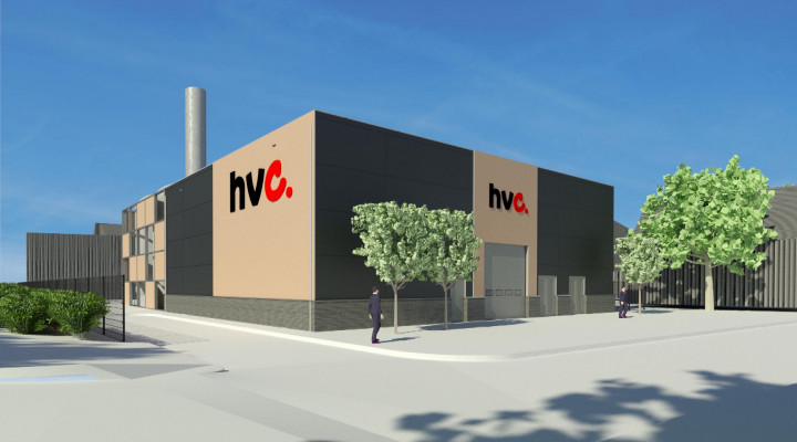 Artist impressie van het nieuw te bouwen Warmtestation Bullekeslaan in Gorinchem