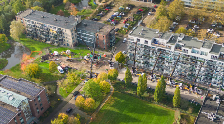 foto van de aanleg van het warmtenet in de Voermanstraat in Gorinchem