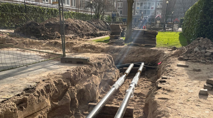 Foto van de locatie van de werkzaamheden op het binnenterrein van Kremlin II in Gorinchem.
