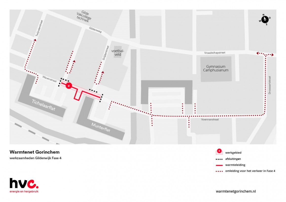 Plattegrond met daarop de locatie van de werkzaamheden in de Weverstraat in Gorinchem