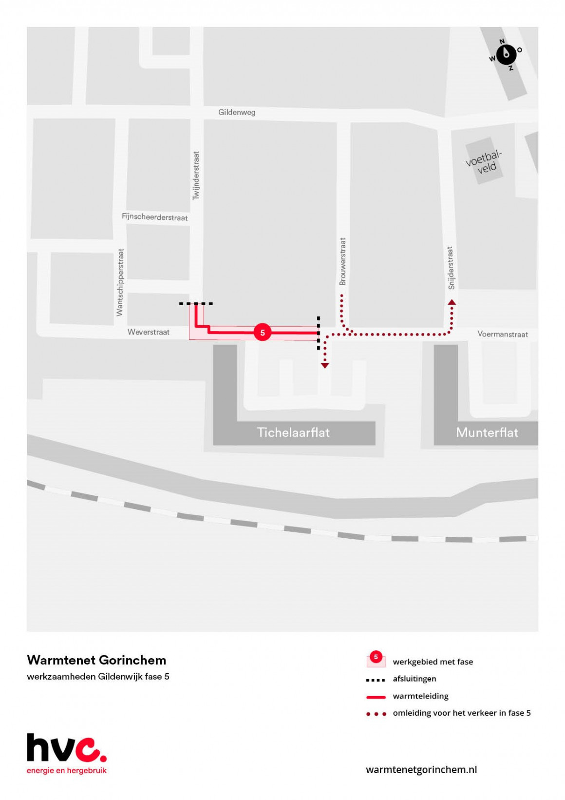 Plattegrond met daarop de locatie van de werkzaamheden in de Weverstraat in Gorinchem